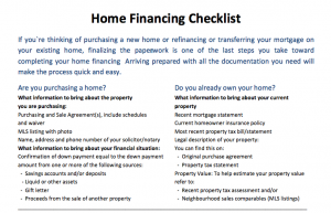 home finance checklist